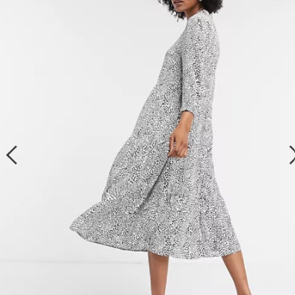 Asos midi smock dress in mono spot print